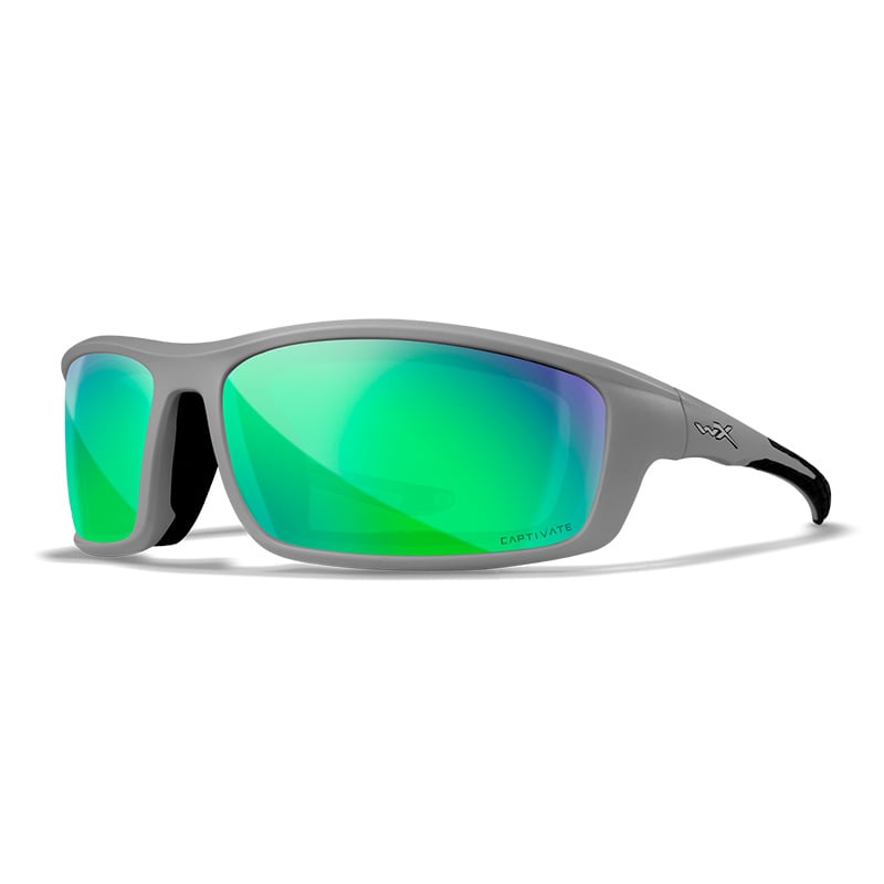 Wiley X Grid Sunglasses - Matte Grey - Captivate Polarized Green Mirror