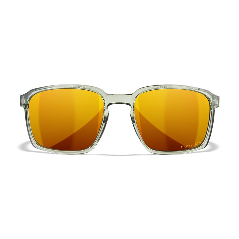 Wiley X Alfa Gloss Crystal Light Olive Captivate Polarized Bronze Mirror Lenses