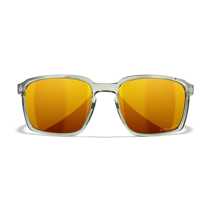 Wiley X Alfa Gloss Crystal Light Olive Captivate Polarized Bronze Mirror Lenses