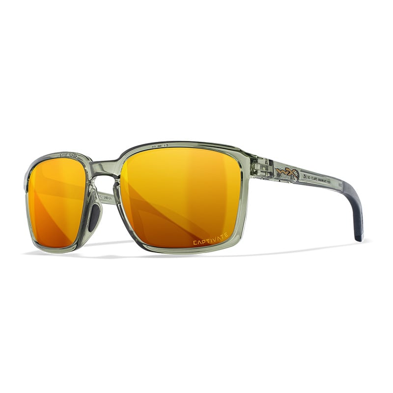 Wiley X Alfa Gloss Crystal Light Olive Captivate Polarized Bronze Mirror Lenses