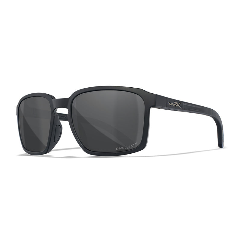 Wiley X Alfa Sunglasses - Matte Black - Captivate Polarized Grey