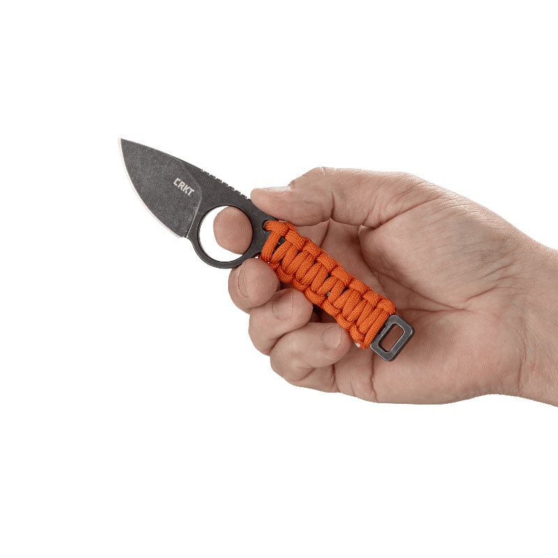 CRKT Tailbone black stonewash fixed blade in hand