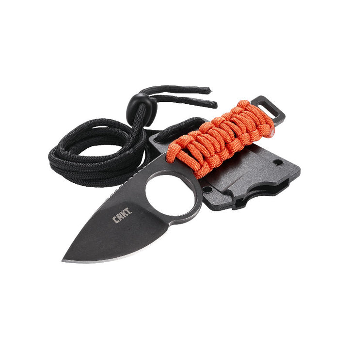 CRKT Tailbone black stonewash fixed blade on sheath