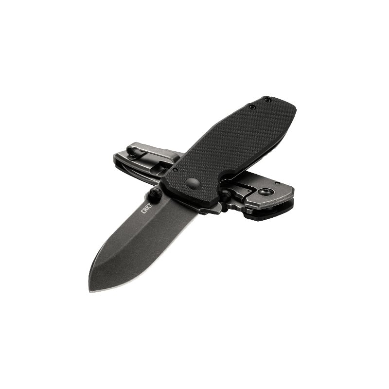 CRKT Squid XM Stonewash plain edge folding knife open on closed knife