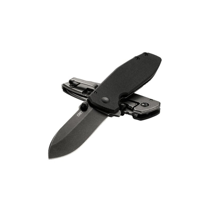 CRKT Squid XM Stonewash plain edge folding knife open on closed knife