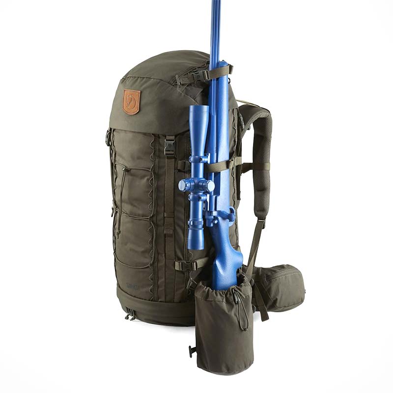 Fjallraven Singi Gear Holder on Pack with Dummy Rifle Full Image