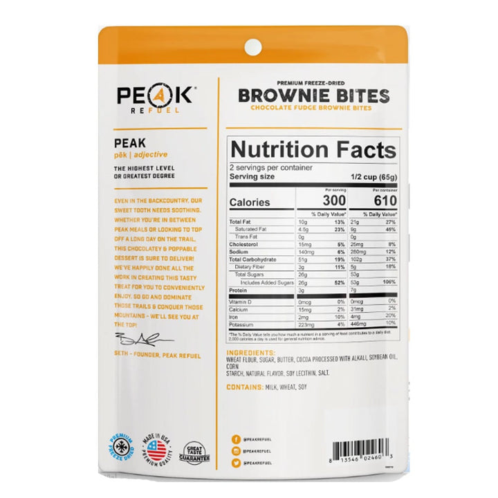Peak Refuel Chocolate Fudge Brownie Bites Package
