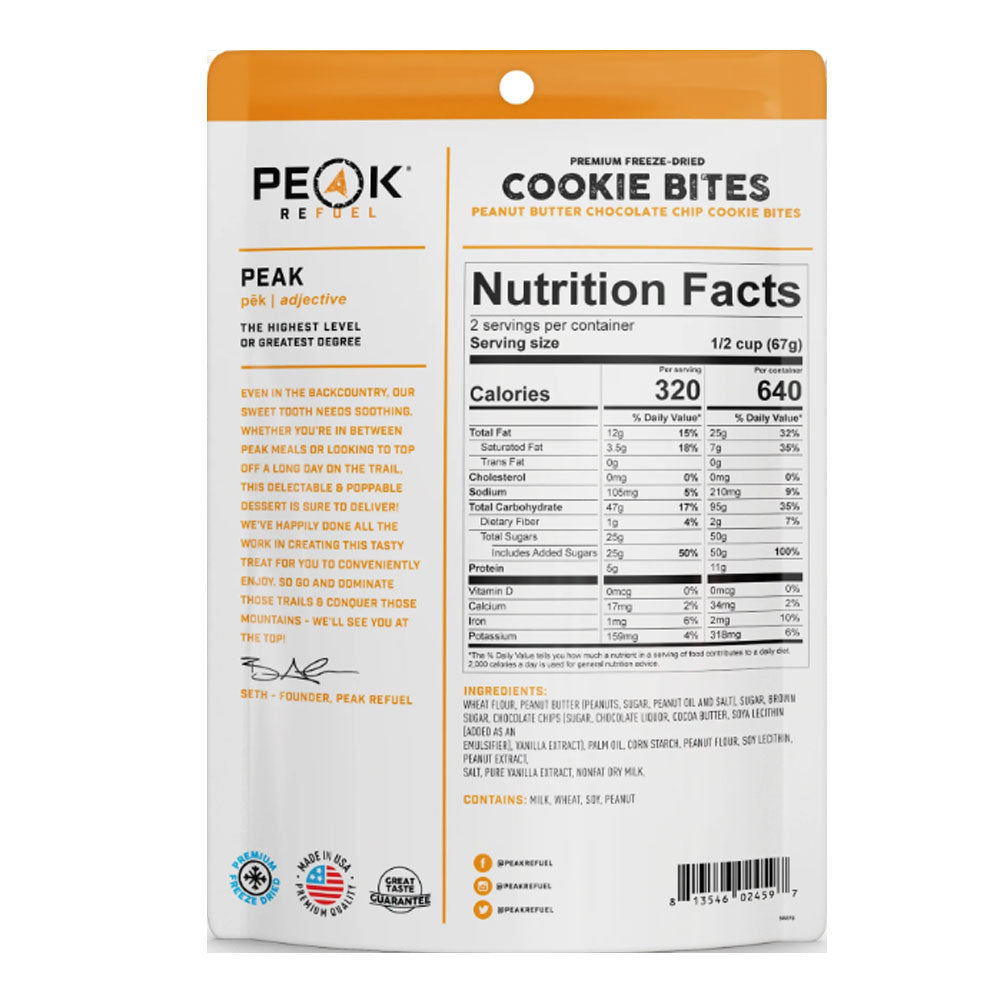 Peak Refuel Peanut Butter Chocolate Chip Cookie Bites Packaging
