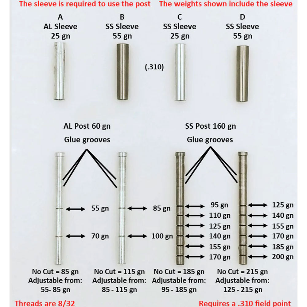 Ethics Archery .203/.204 Adjustable Outsert System .272 Sleeve - 85-115gr (12 Pack) - Extreme Outfitters