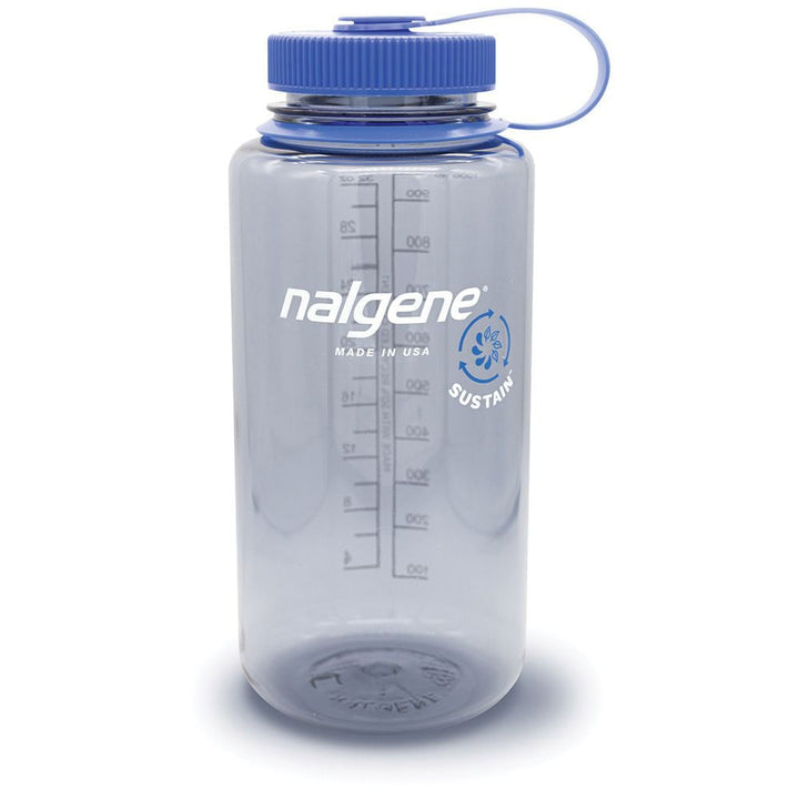 Nalgene Wide Mouth 32oz Sustain Gray with Blue Lid