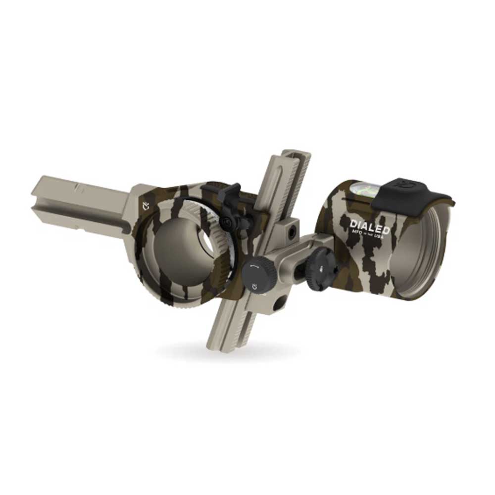 Dialed PRUF Mossy Oak Bottomland Bridge-Lock MAG-3VA Sight Dialed Archery