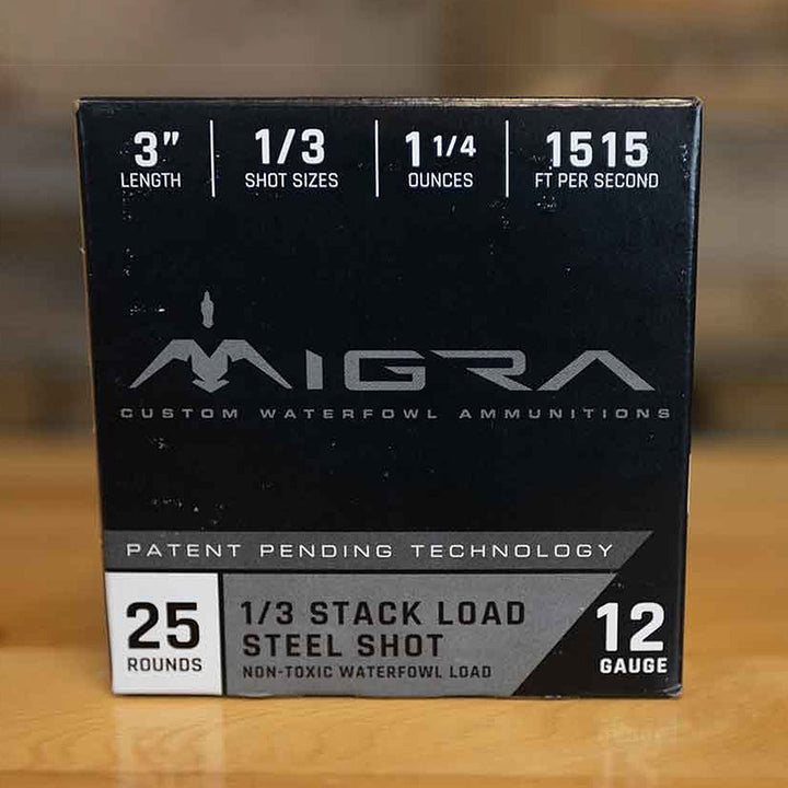 Migra Steel Shot 12ga 3in 1/3 Stack Load Waterfowl Shotgun Shells