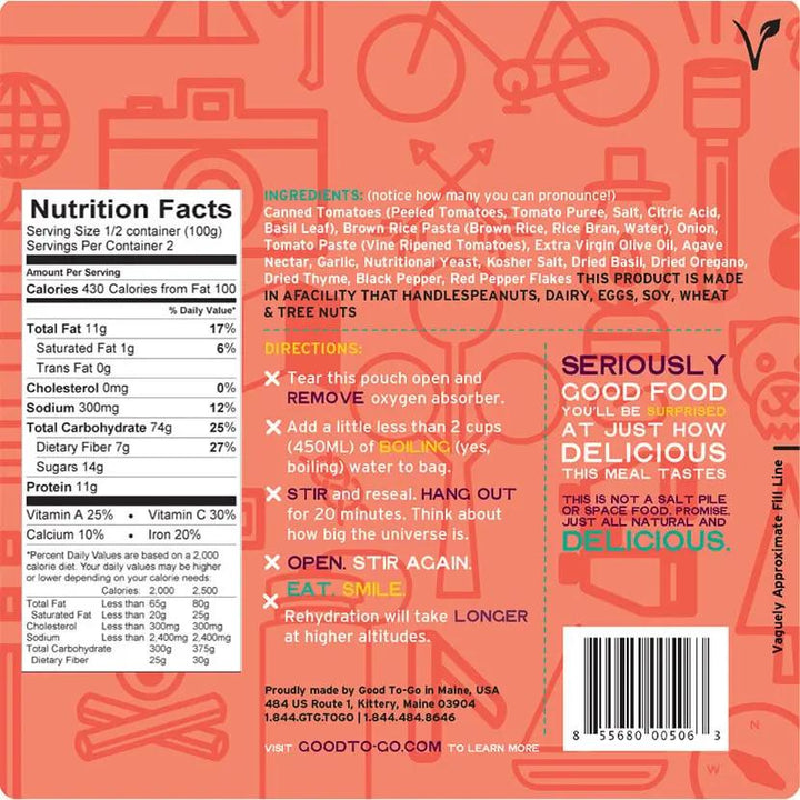 Good To Go Classic Marinara w/Penne-1 Serving Good To Go Food