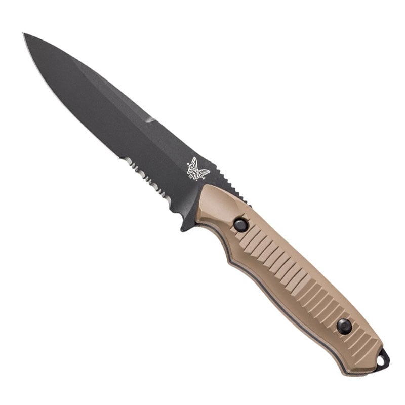 Benchmade 140SBKSN Nimravus Sand Drop Point, Serrated Edge, Tan Nylon Sheath Benchmade