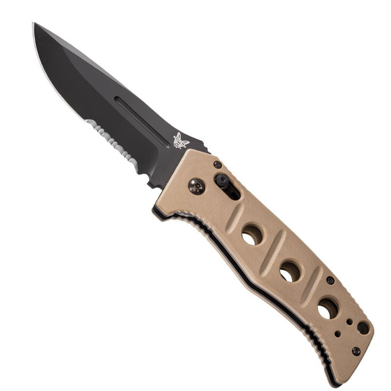 Benchmade 2750SBKSN Auto Adamas, Black Serrated Edge, Tan Handle Benchmade
