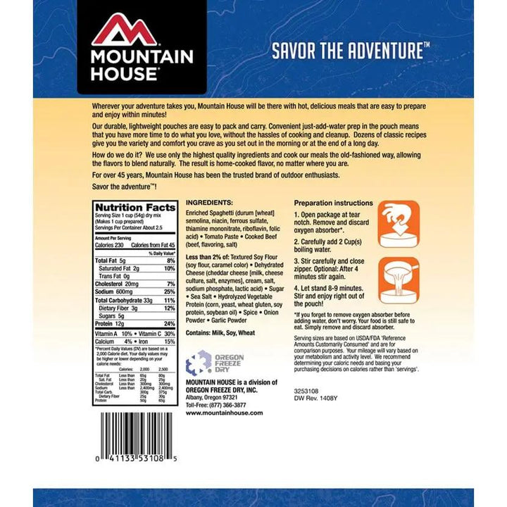 Spaghetti With Meat Sauce Mountain House