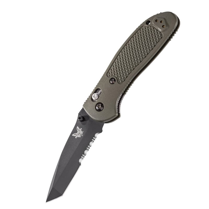 Benchmade Griptilian Tanto Black Serrated Edge, Olive Handle - Extreme Outfitters