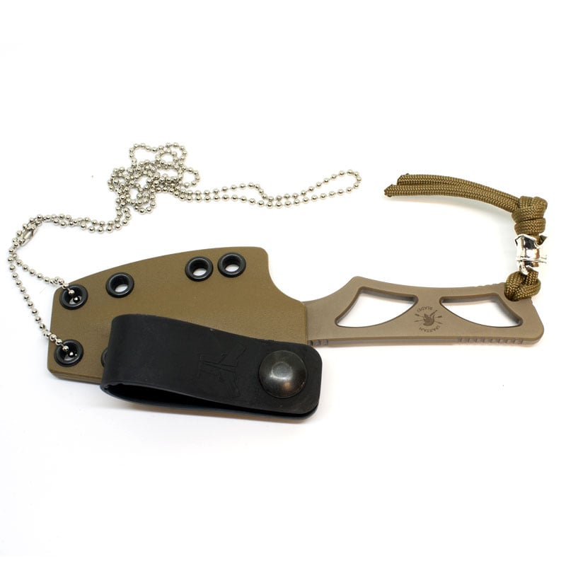 Spartan Blades Enyo - Inside Waist Band / Neck Knife EDC - FDE with Tan Kydex Sheath - Extreme Outfitters