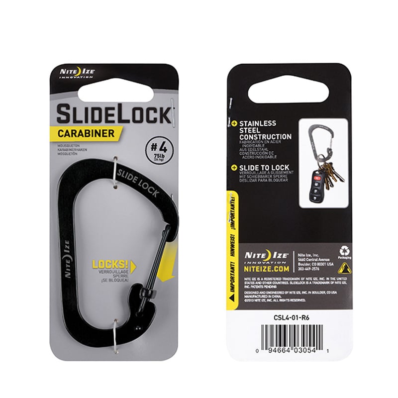 SlideLock Carabiner #4 - Black - Extreme Outfitters