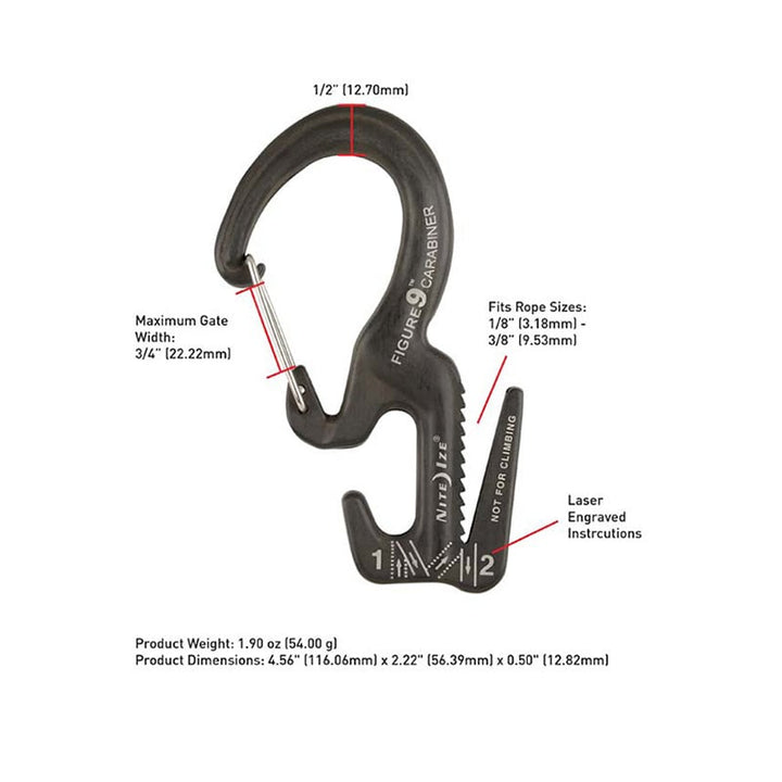 Figure 9 Carabiner Rope Tightener Large - Black - Extreme Outfitters