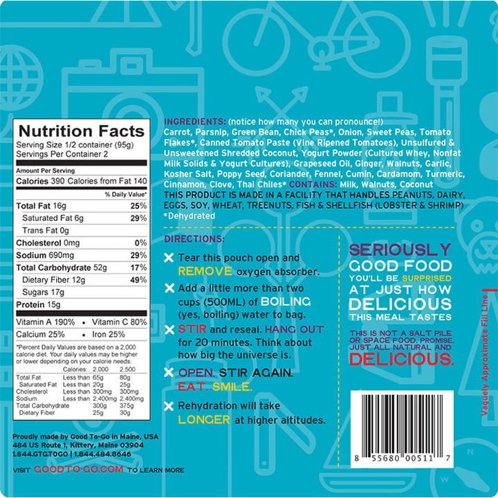 Good To Go Indian Vegetable Korma-1 Serving - Extreme Outfitters