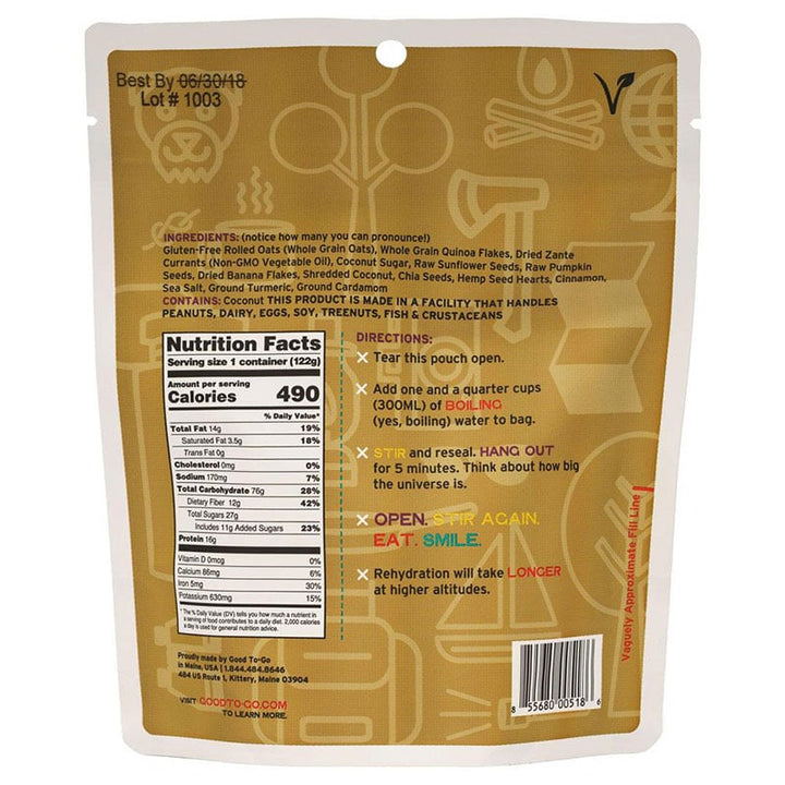 Good To Go Oatmeal - 1 Serving - Extreme Outfitters