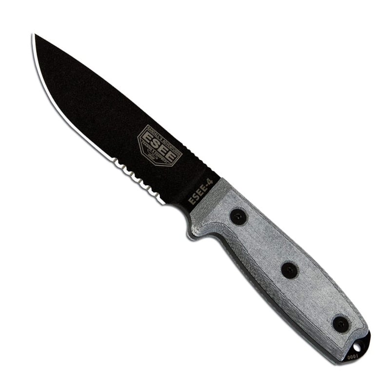 Esee-4 - Partial Serrated - Black Blade - Black Sheath with Molle - Extreme Outfitters