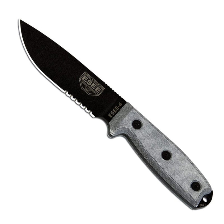 Esee-4 - Partial Serrated - Black Blade - Black Sheath with Molle - Extreme Outfitters