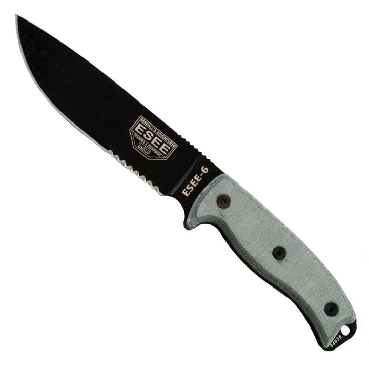 Esee-6 - Partial Serrated - Black Blade - Black Sheath - Extreme Outfitters