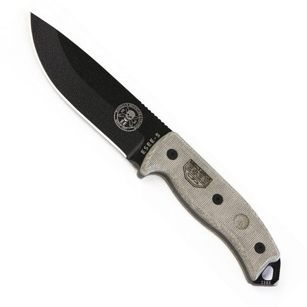 Esee 5 Plain Edge Black - Black Kydex Sheath - Extreme Outfitters