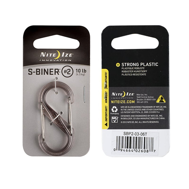 S- Biner Dual Carabiner Plastic #2 Plastic Smoke - Extreme Outfitters