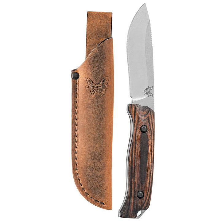 Benchmade 15001-2 Saddle Mountain Skinner, Satin Finish Plain Edge, Leather Sheath Benchmade