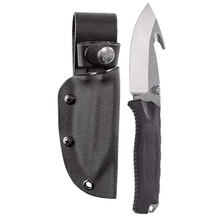 Benchmade 15009-BLK Steep Country, Satin Plain Edge w/Hook, Black Santoprene Handle - Extreme Outfitters