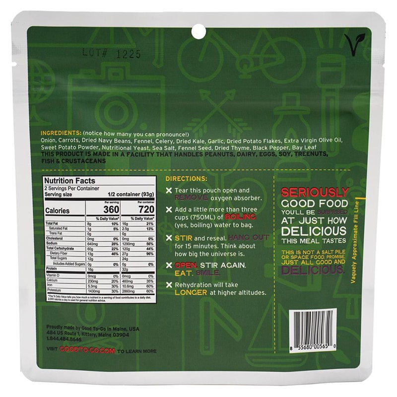 Good To Go Kale and White Bean Stew - 2 Servings - Extreme Outfitters