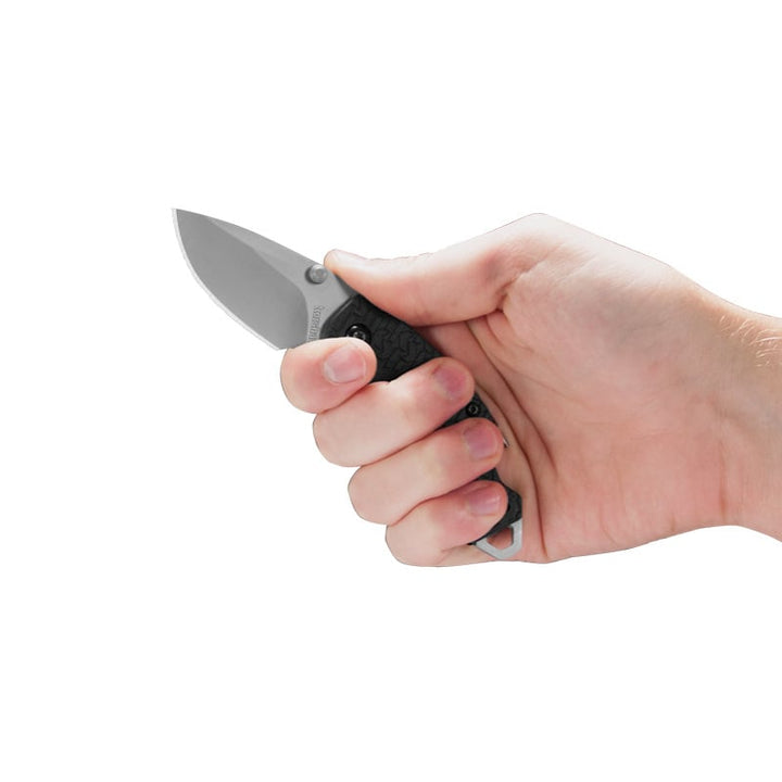 Shuffle Bead Blast Plain Edge Black Handle Kershaw Knives