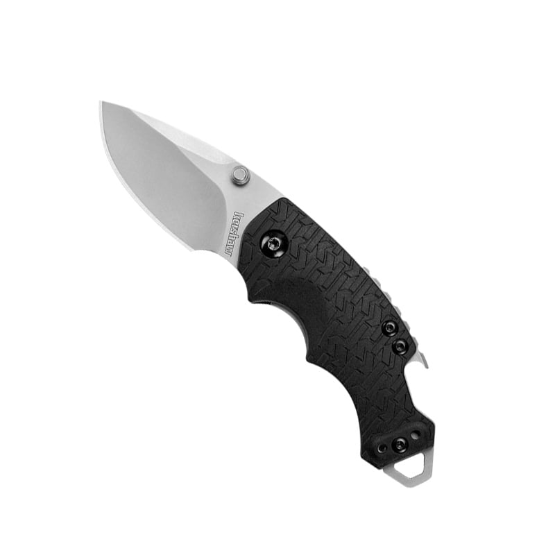 Shuffle Bead Blast Plain Edge Black Handle Kershaw Knives