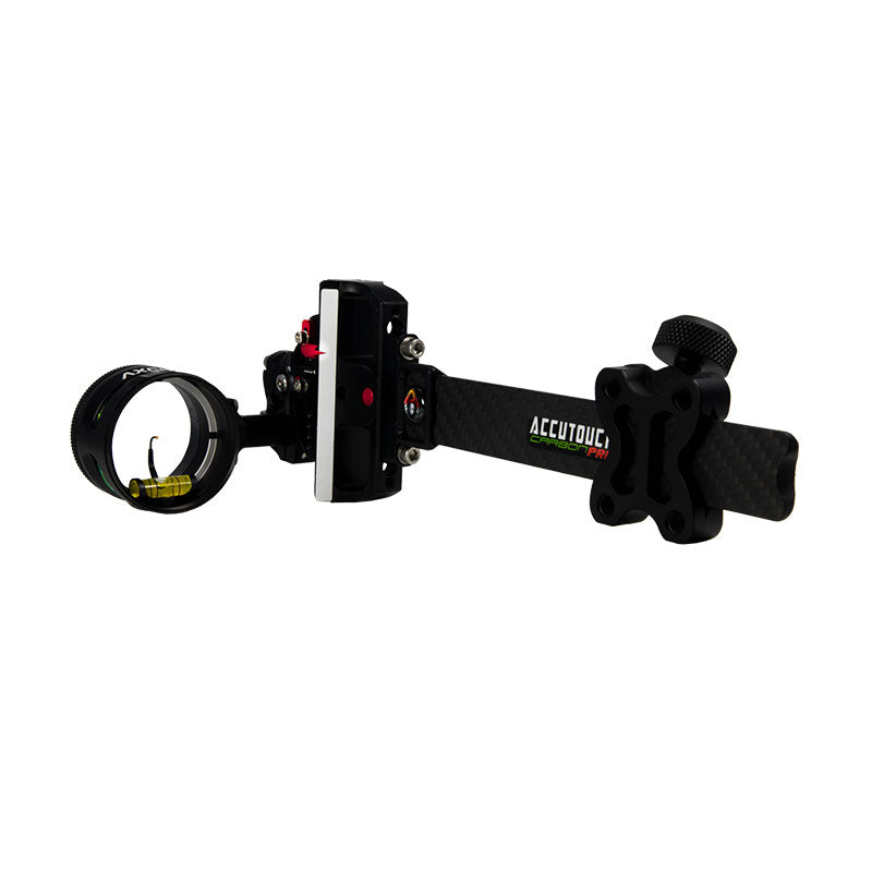 Axcel AccuTouch Carbon Pro Single Pin Slider Sight w/AV-41 Scope & .019 Red Fiber - Extreme Outfitters
