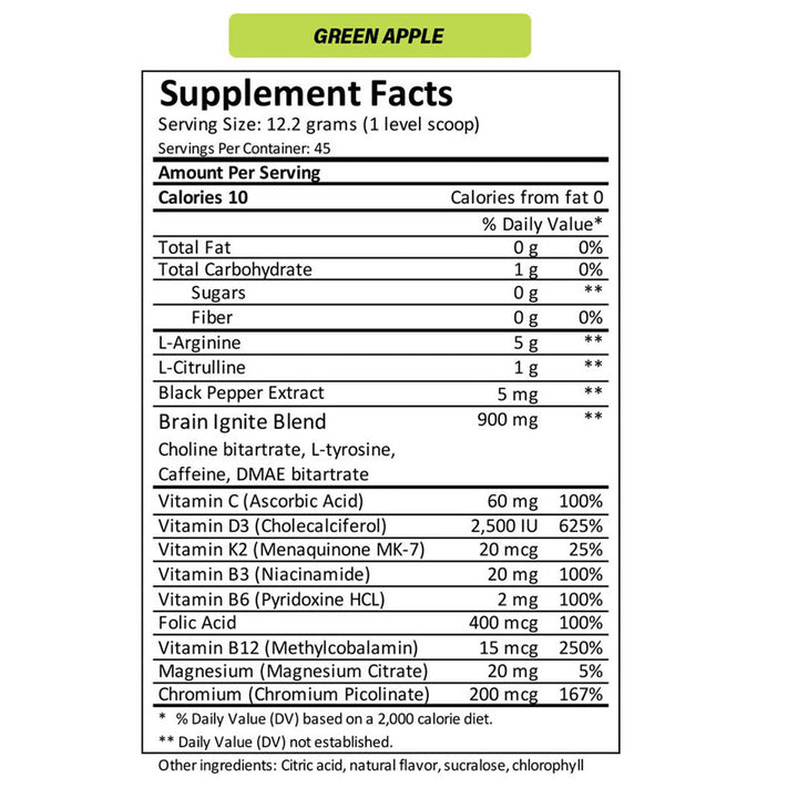 Ignite - Super Charged Energry & Focus - Green Apple - Extreme Outfitters