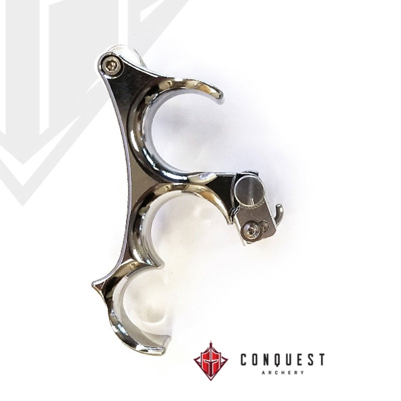 Conquest Archery Chrome Dragon-Back Tension Release - 3 Finger - Extreme Outfitters