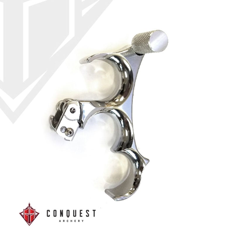 Conquest Archery Chrome Dragon-Back Tension Release - 3 Finger - Extreme Outfitters