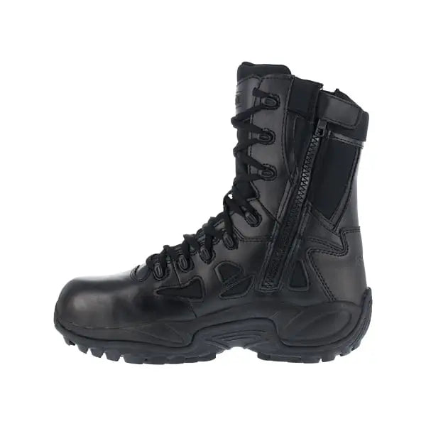 Reebok Rapid Response 8" Stealth Side Zip Black Boot RB8875