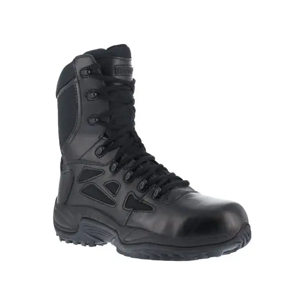 Reebok Rapid Response 8" Stealth Side Zip Black Boot RB8875