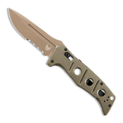 Benchmade Sibert Auto Adamas Flat Earth Blade with Olive Drab Handle Partial Serrated